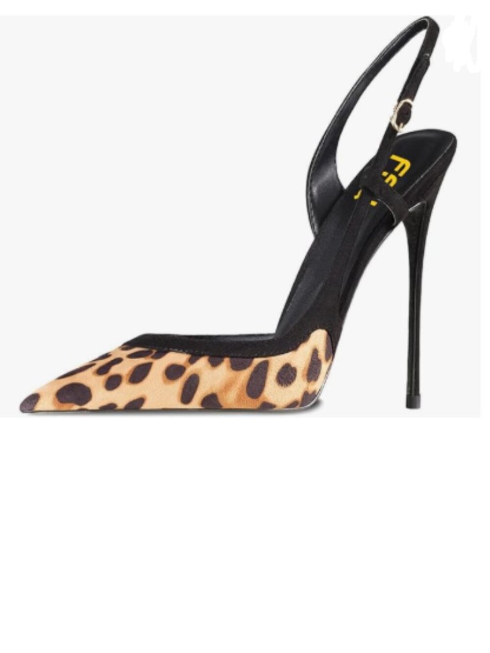 FSJ Brown Leopard Women's Pointed Toe D'Orsay High Heel Slingback Pumps